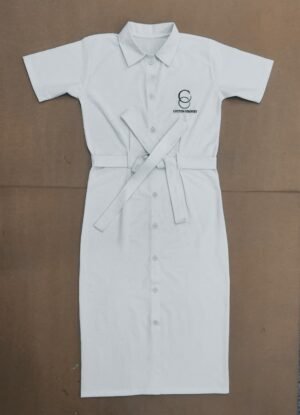 cotton comfort white button down belted shirt dress